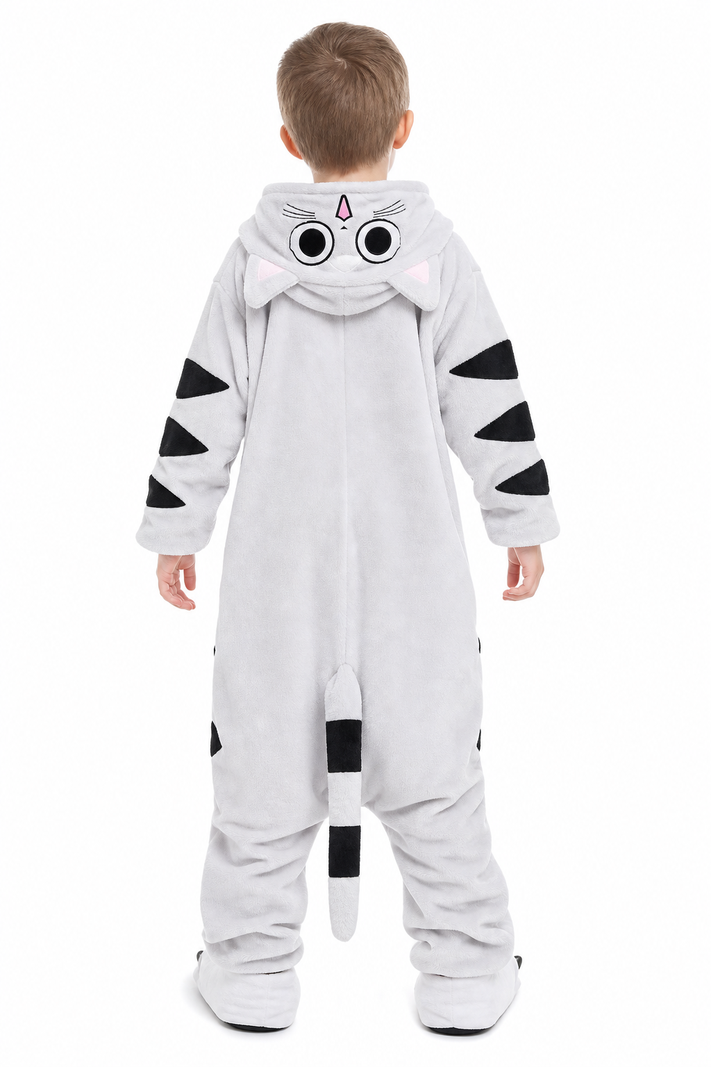Kids' Hooded White Spotted Cat Kigurumi Costume Onesie - Image 4