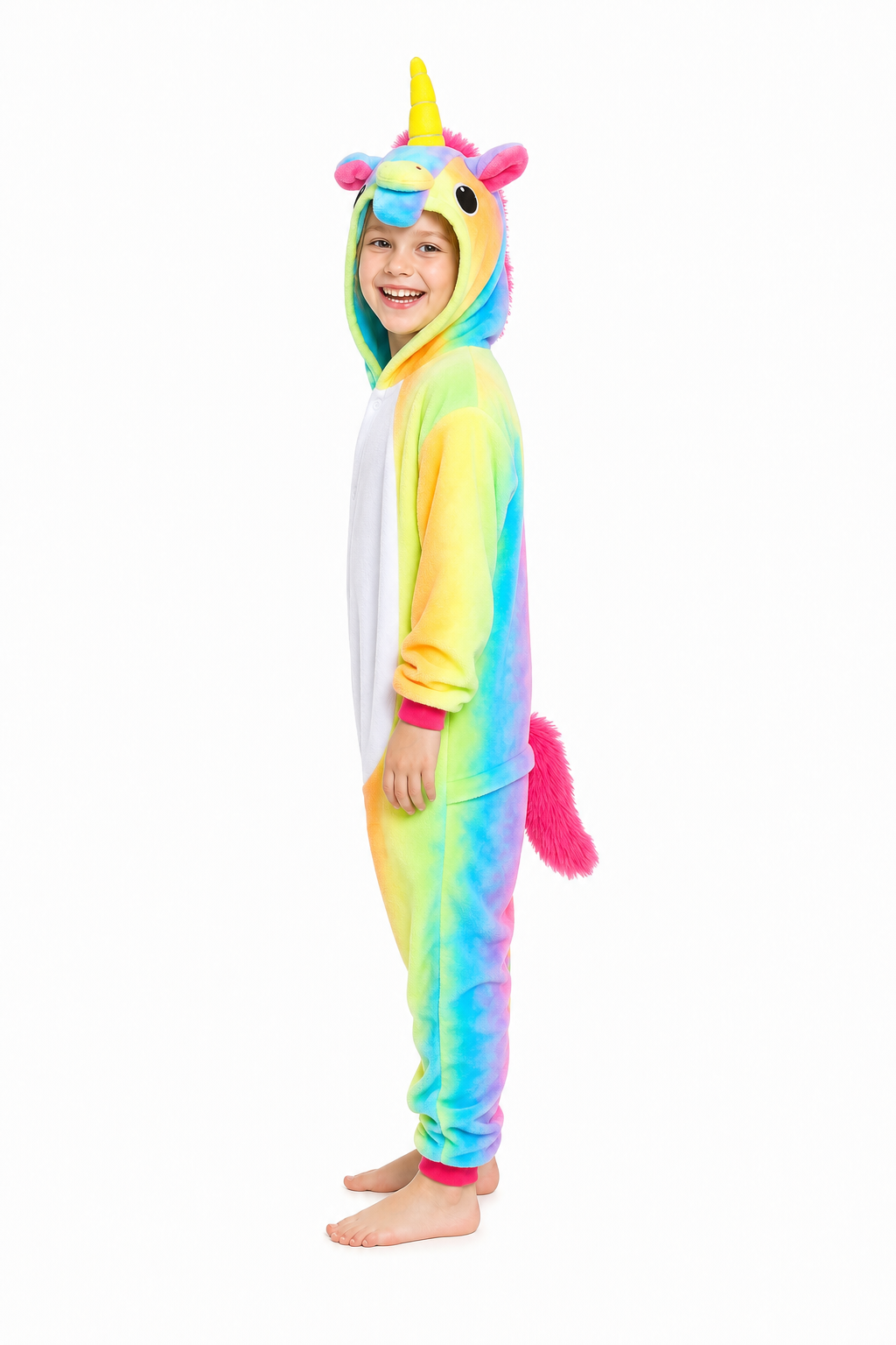 Kids' Hooded Rainbow Ombre Unicorn Kigurumi Onesie - Image 2