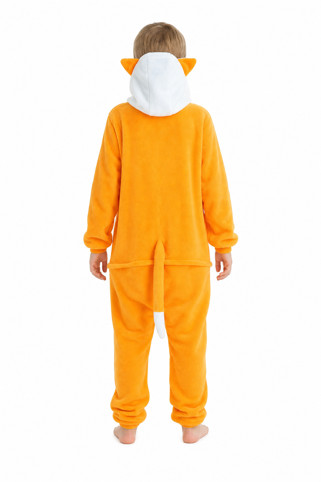 Kids' Hooded Bright Orange Fox Kigurumi Onesie - Image 4