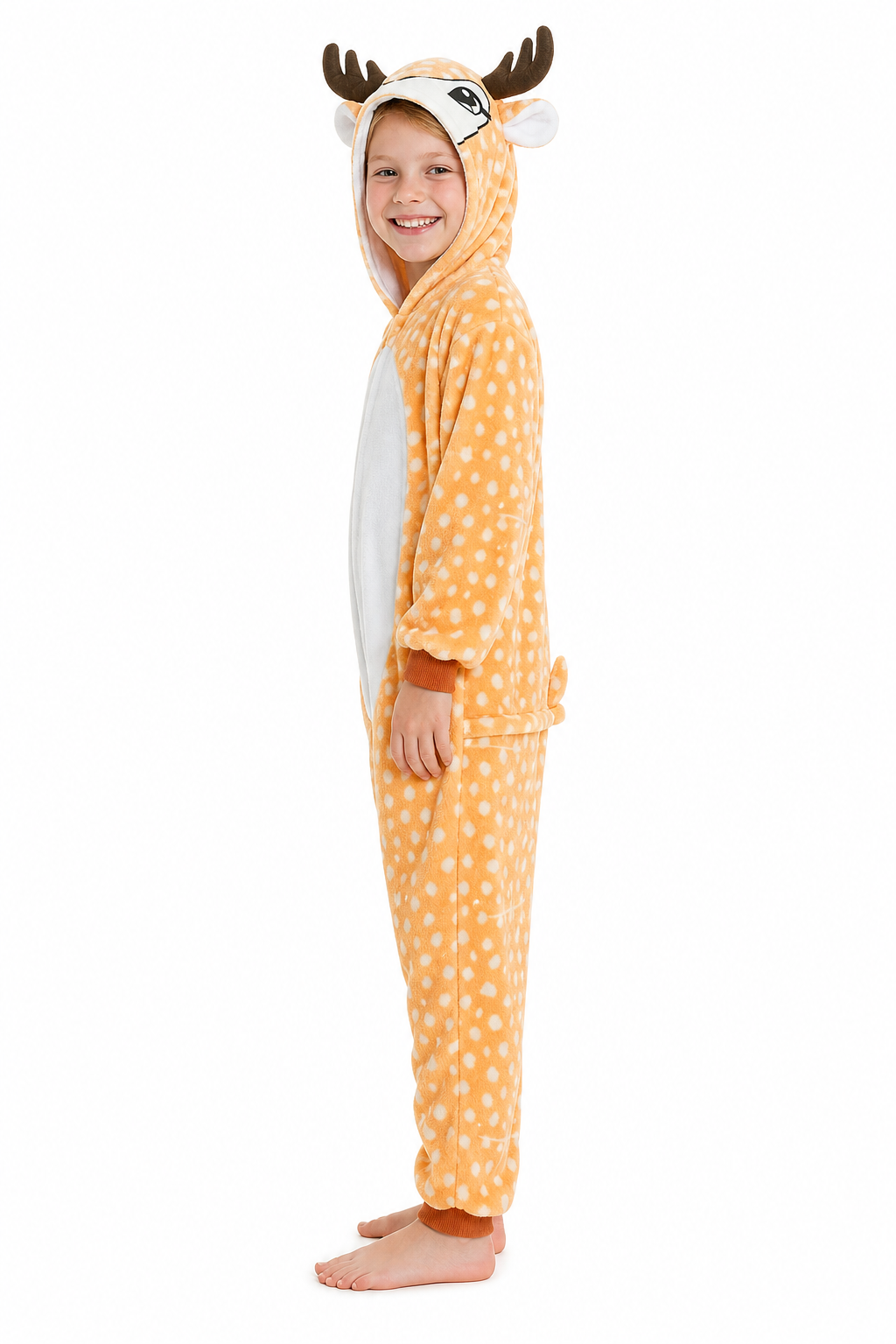 Kids' Hooded Caramel Deer Kigurumi Costume Onesie - Image 3