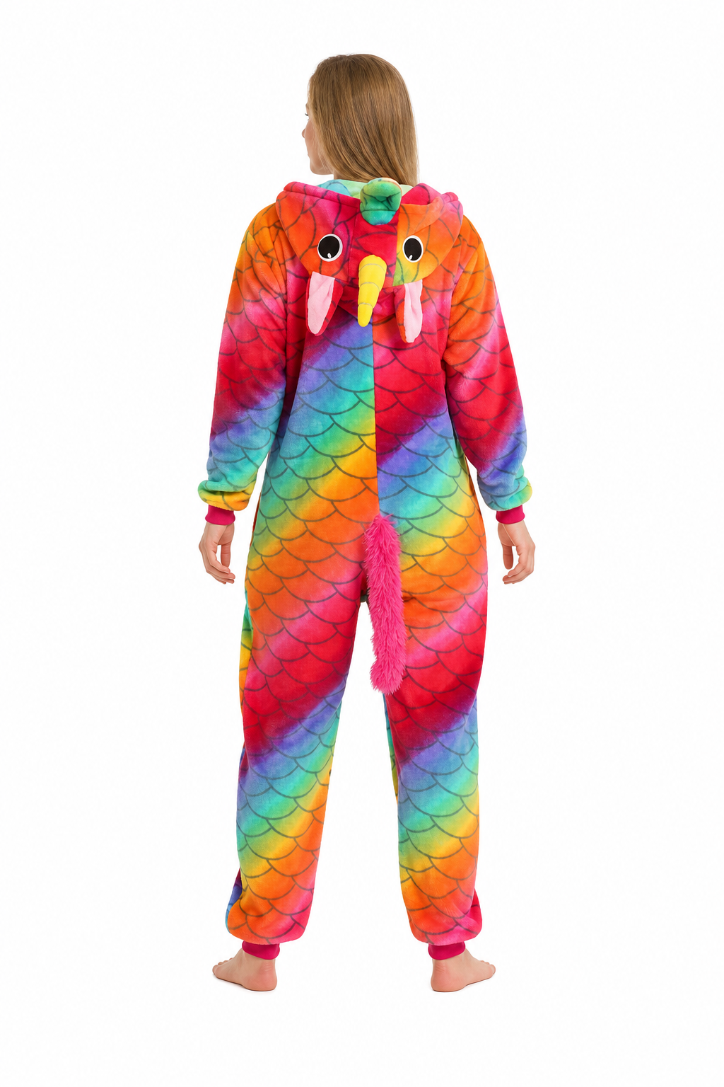 Adult Hooded Rainbow Scale Unicorn Kigurumi Onesie - Image 4