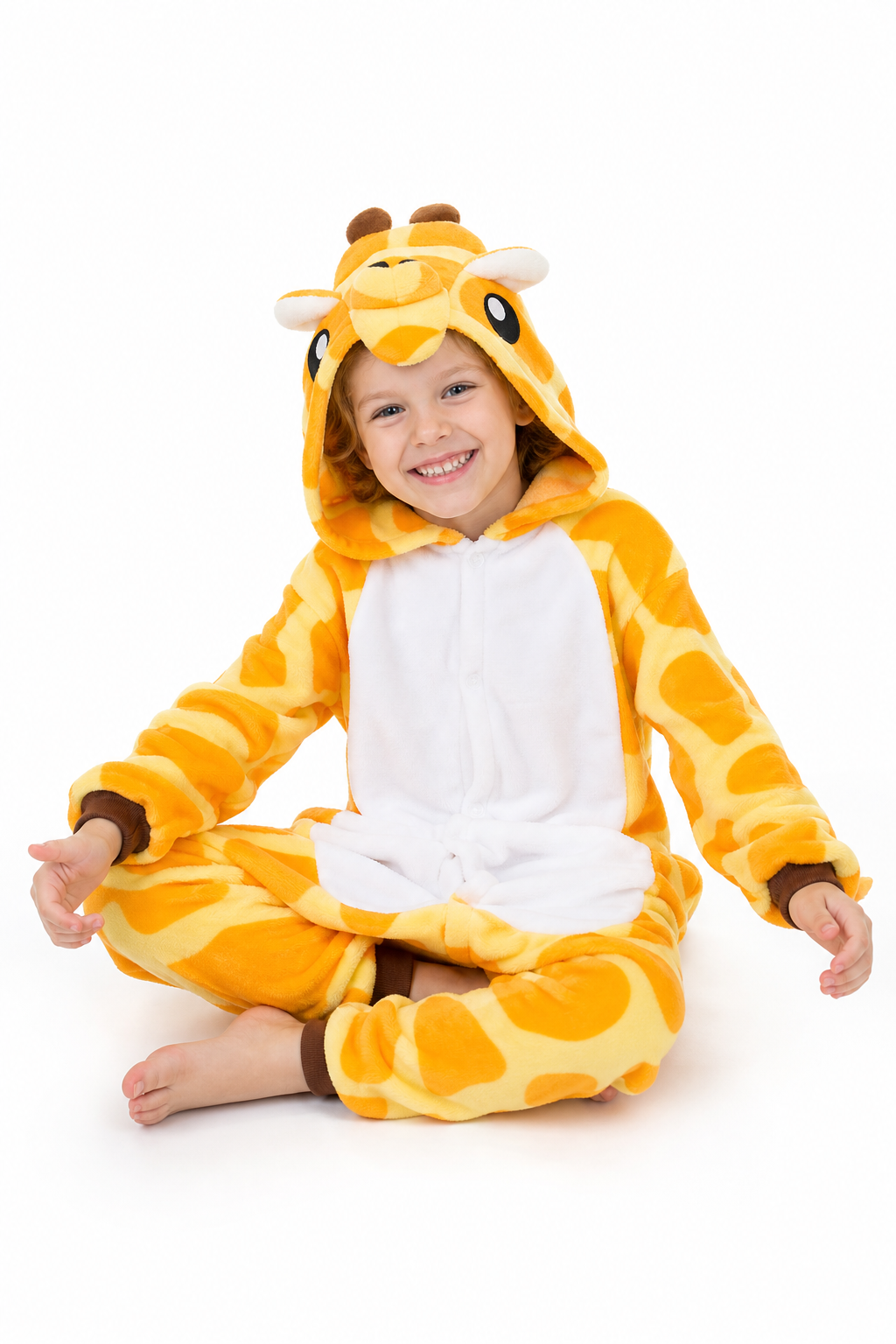 Kids' Hooded Orange Giraffe Kigurumi Costume Onesie - Image 5