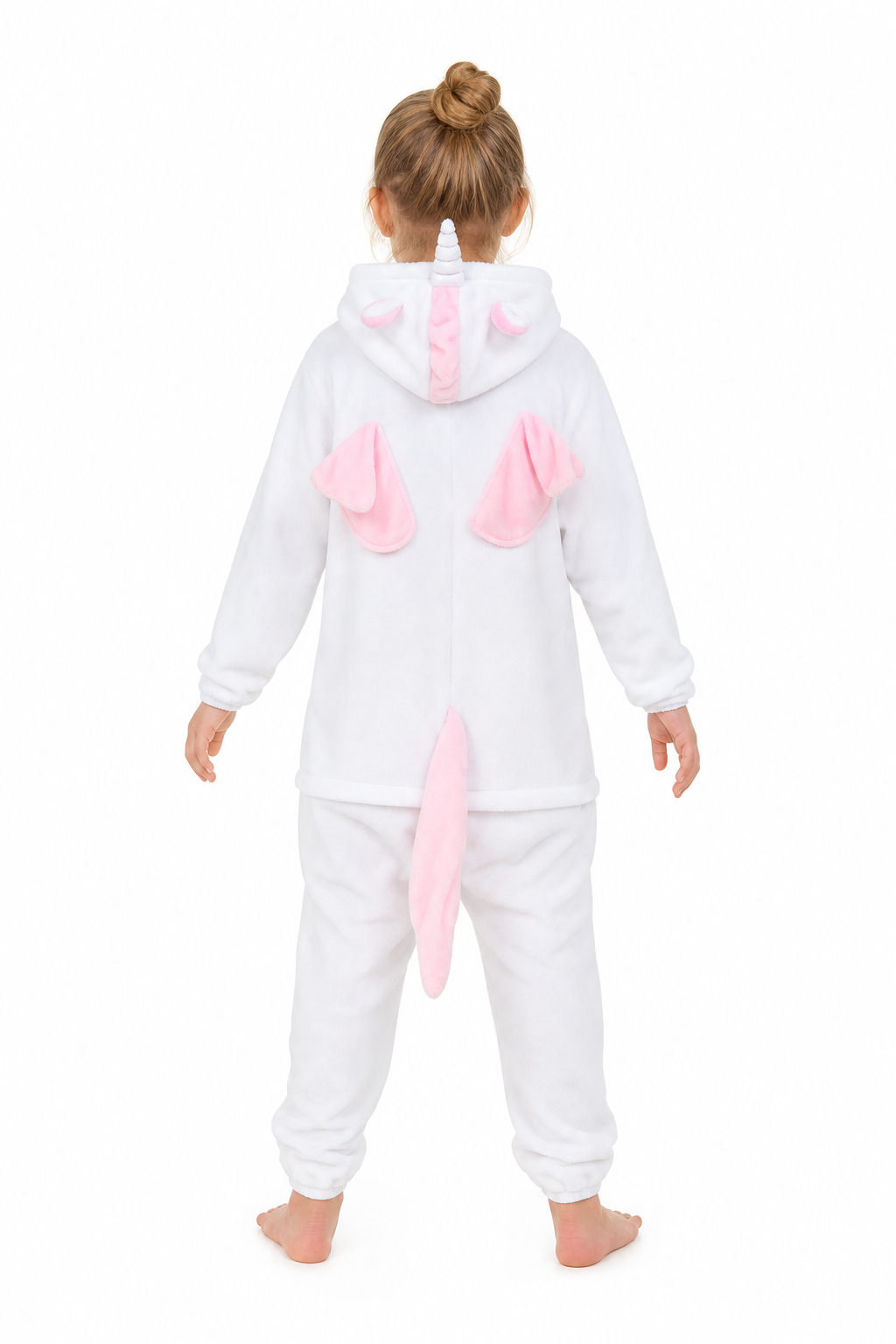 Kids' Hooded White with Pink Belly Unicorn Kigurumi Costume Onesie - Image 4