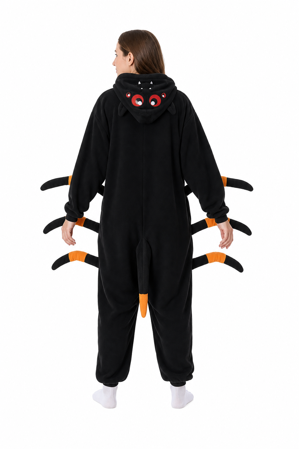 Adult Black and Orange Spider Kigurumi with Attached Legs - Image 4