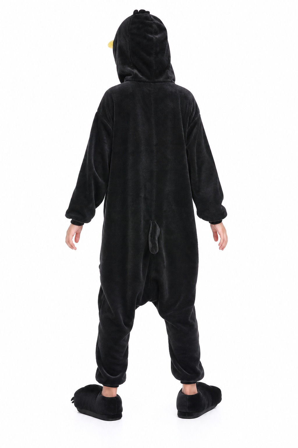 Kids' Hooded Black and White Penguin Plush Kigurumi Onesie - Image 4