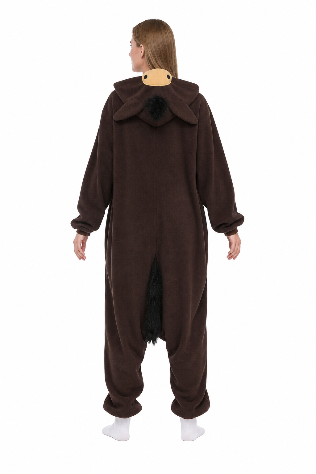 Adult Plush Brown Donkey Onesie Costume - Image 4