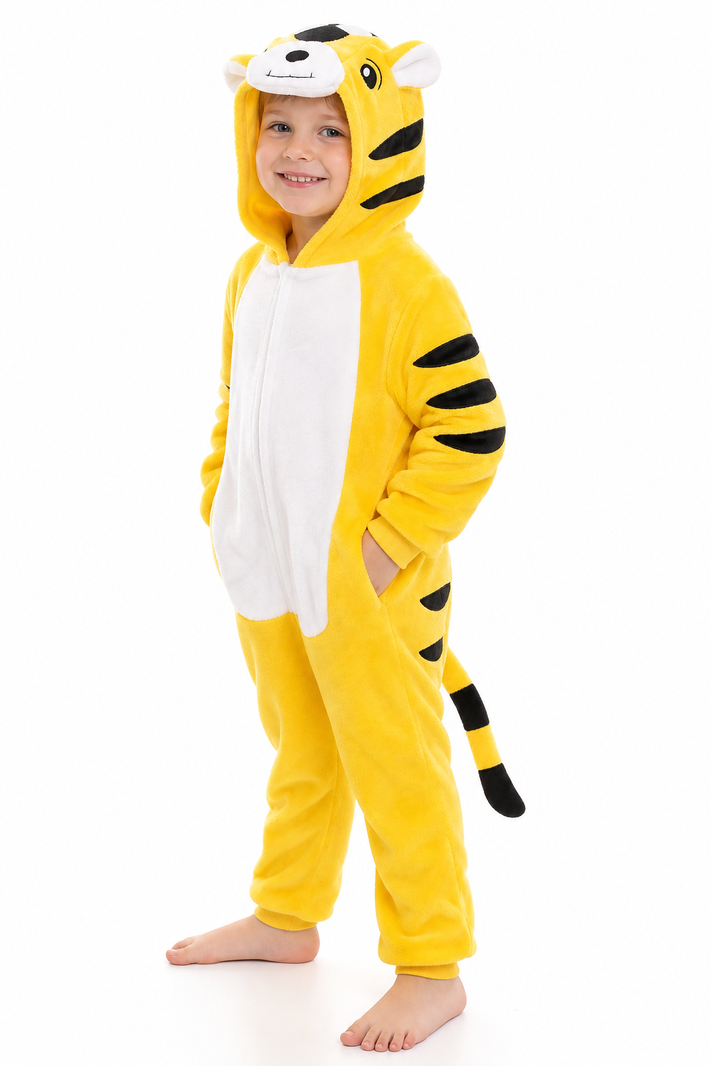 Kids' Hooded Golden Tiger Kigurumi Onesie - Image 3