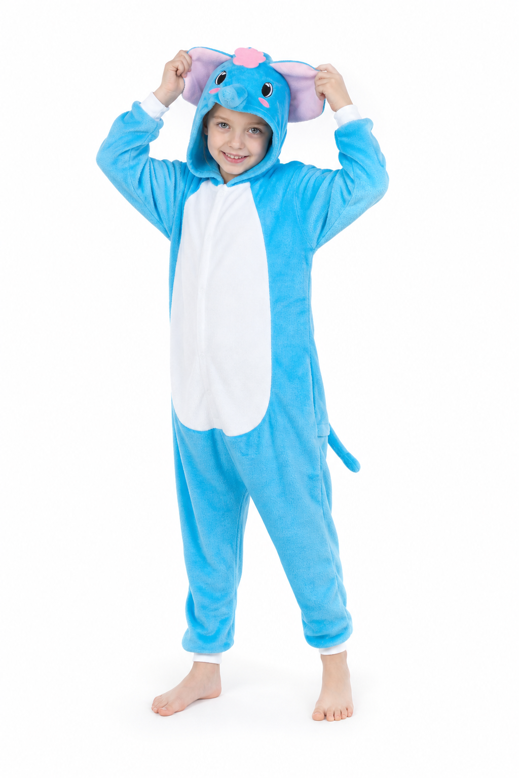Kids' Hooded Blue Elephant Kigurumi Costume Onesie - Image 3