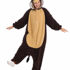 Adult Plush Brown Donkey Onesie Costume