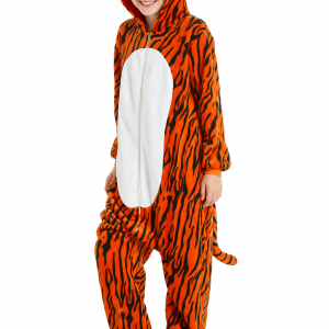 Kids' Plush Orange Tiger Kigurumi