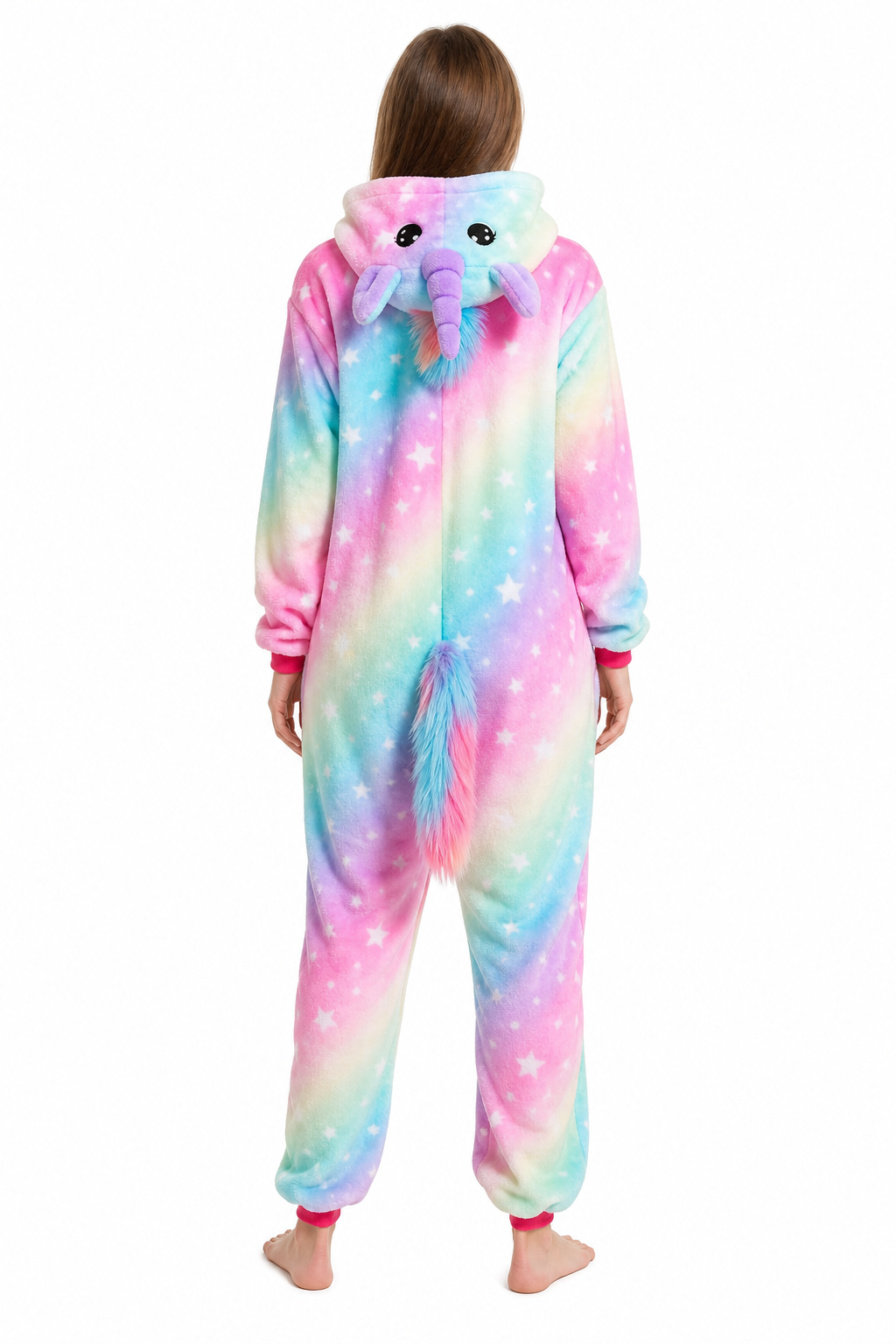 Adult Hooded Pastel Aurora Star Unicorn Kigurumi Onesie - Image 4