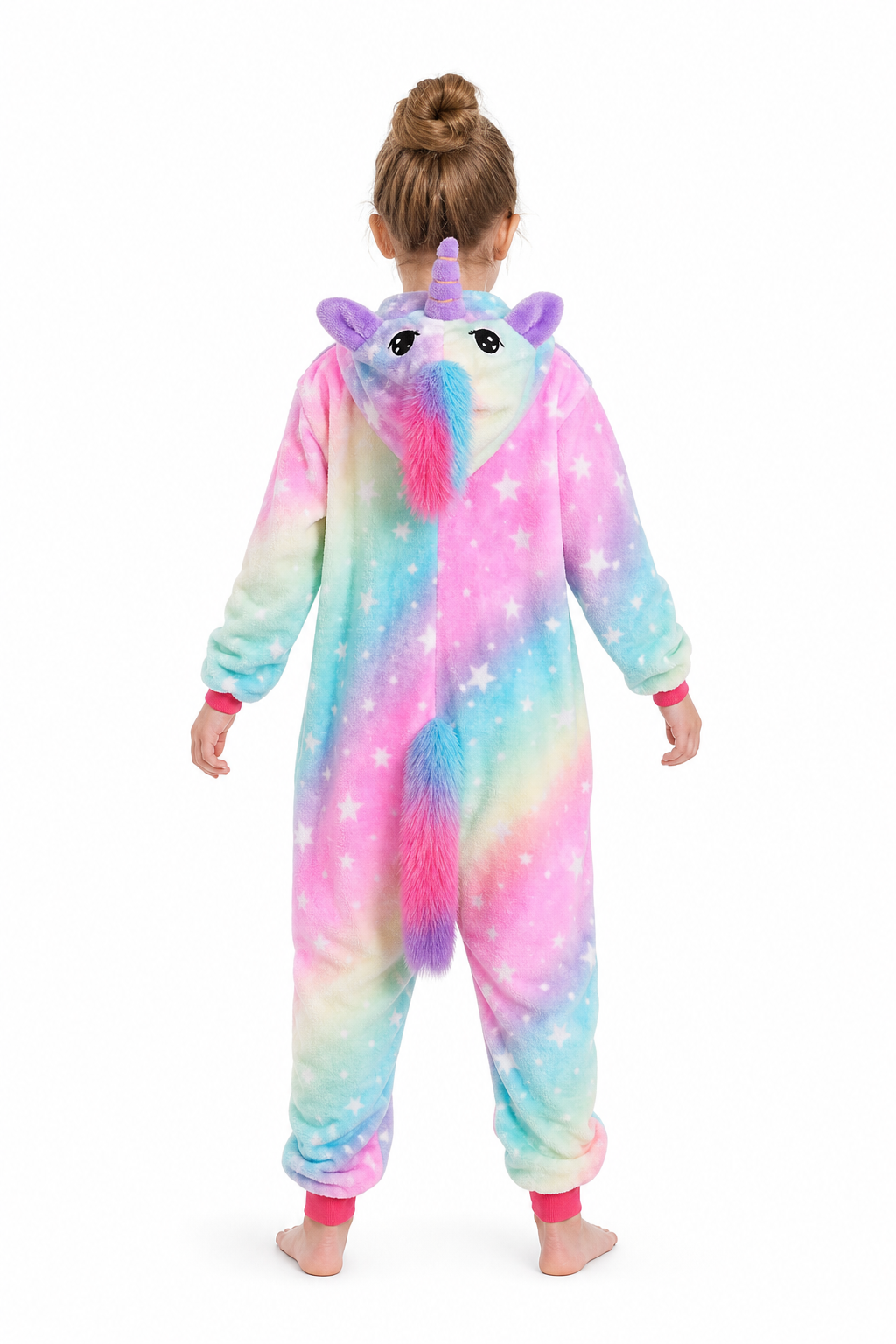 Kids' Hooded Pastel Gradient Star Unicorn Kigurumi Onesie - Image 4