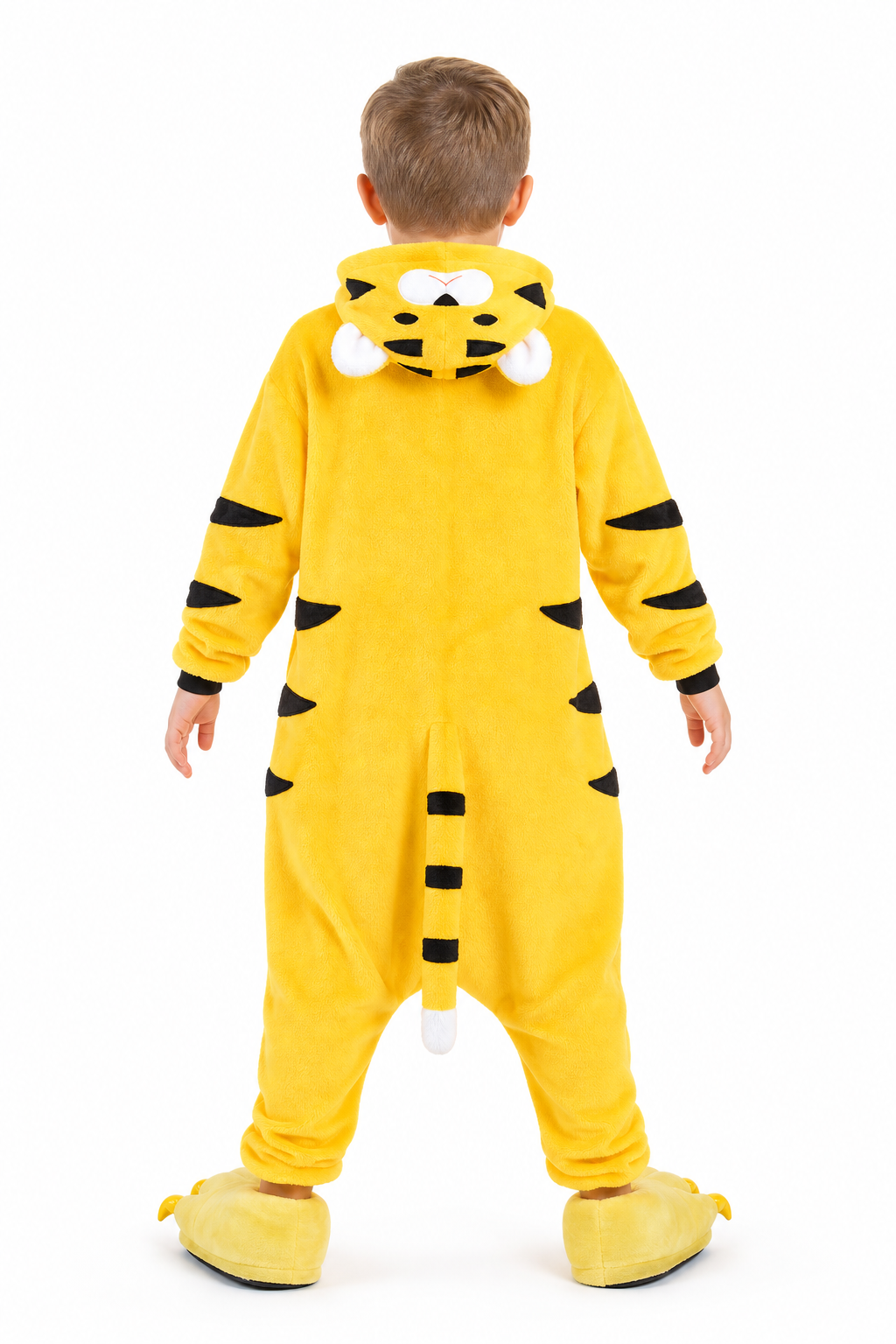 Kids' Hooded Yellow Tiger Kigurumi Onesie - Image 4