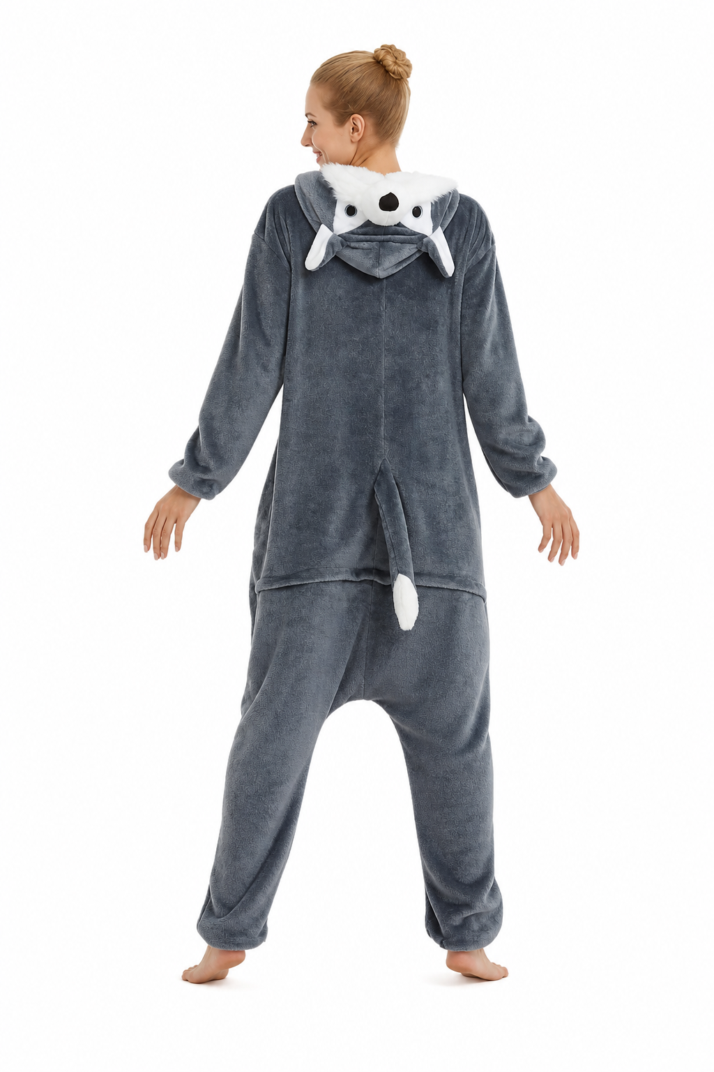 Adult Soft Grey Wolf Plush Kigurumi Onesie - Image 4