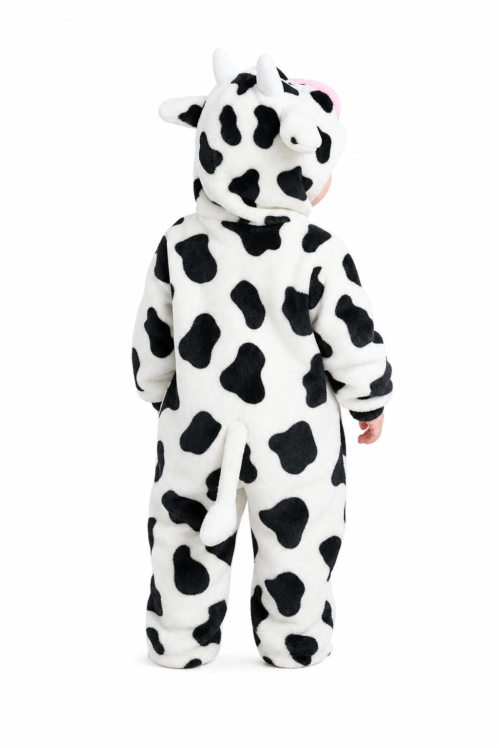 Plush Black and White Cow Baby Onesie - Image 3