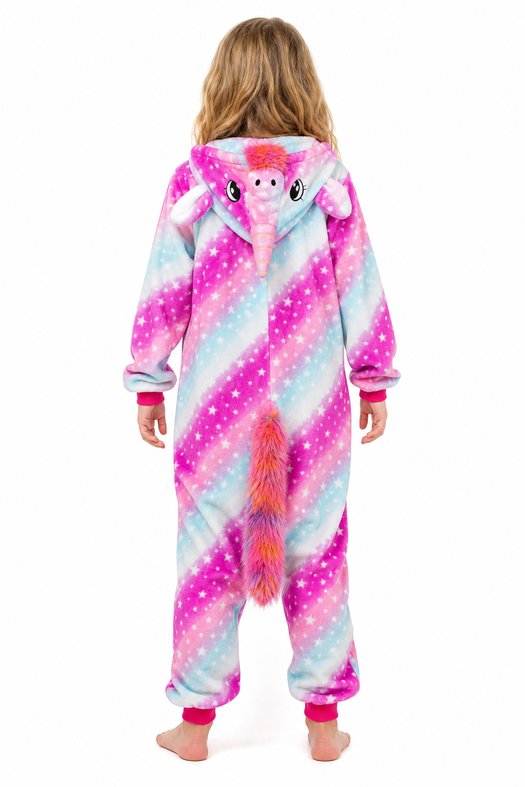 Kids' Hooded Pink Purple and Blue Star Unicorn Kigurumi Onesie - Image 4