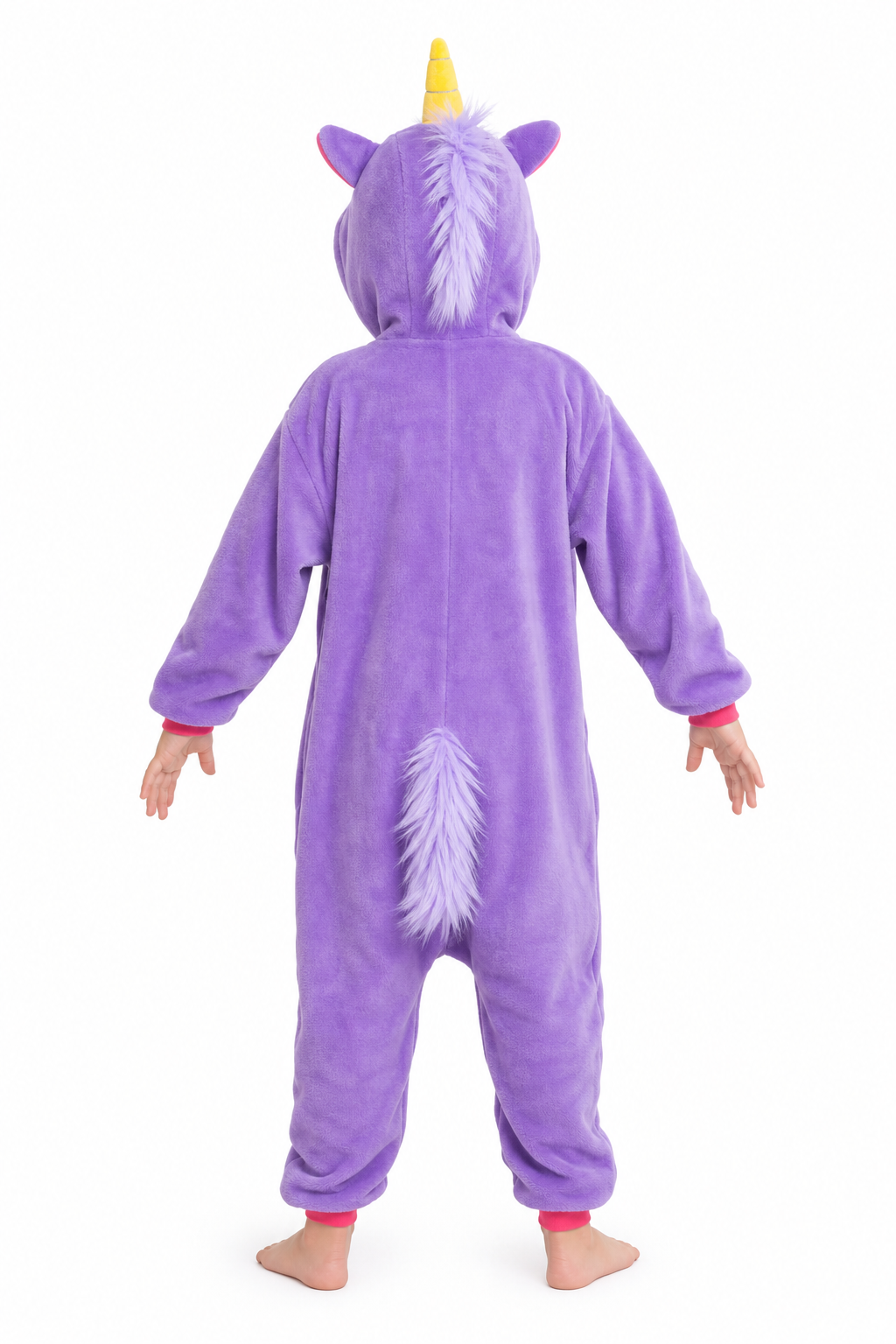 Kids' Hooded Solid Purple Unicorn Kigurumi Costume Onesie - Image 4