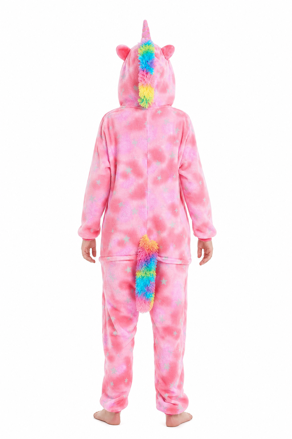 Kids' Hooded Pink Glitter Star Unicorn Kigurumi Costume Onesie - Image 4
