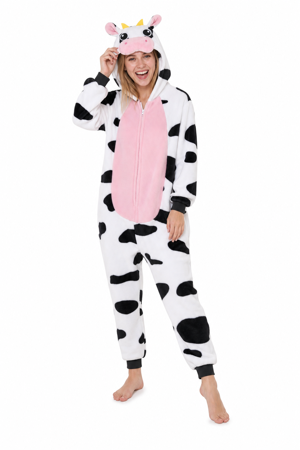 Adult Cow Kigurumi Onesie with Pink Belly - Image 3