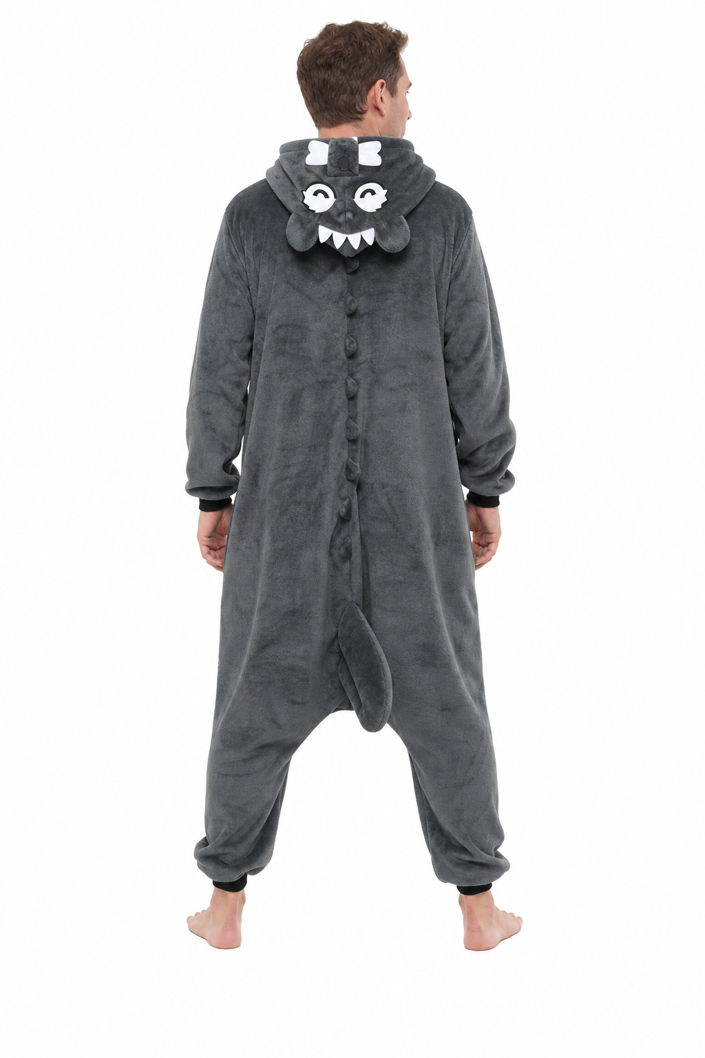 Adult Gray Plush Wolf Onesie - Image 4