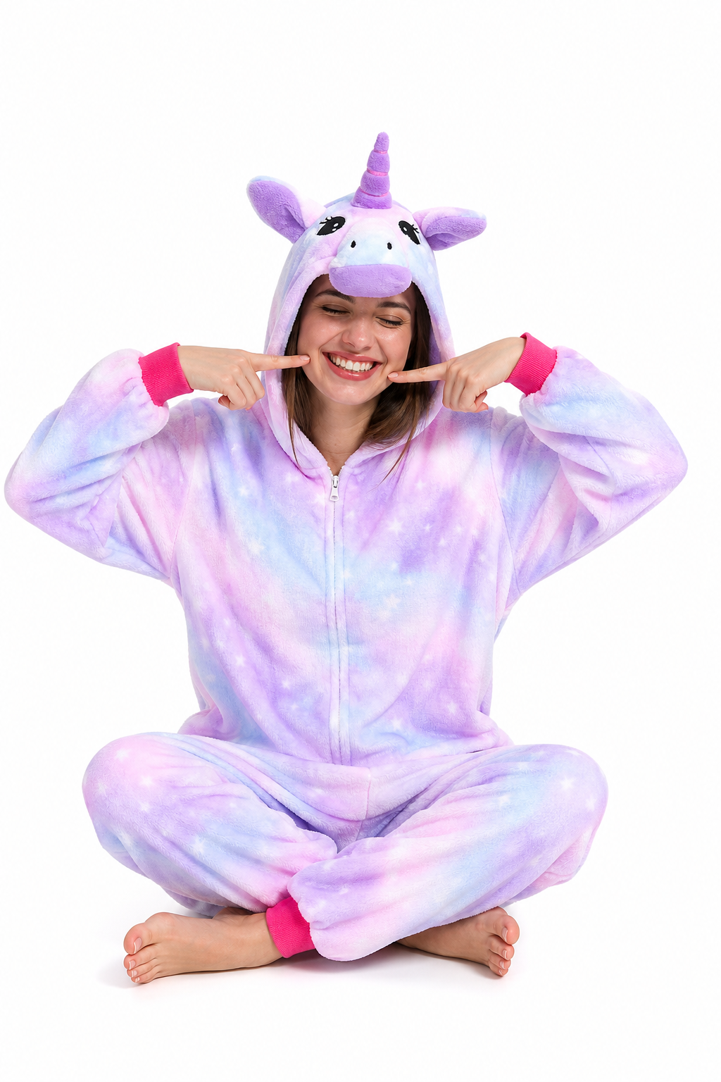 Adult Hooded Pastel Purple Starry Sky Unicorn Kigurumi Onesie - Image 5