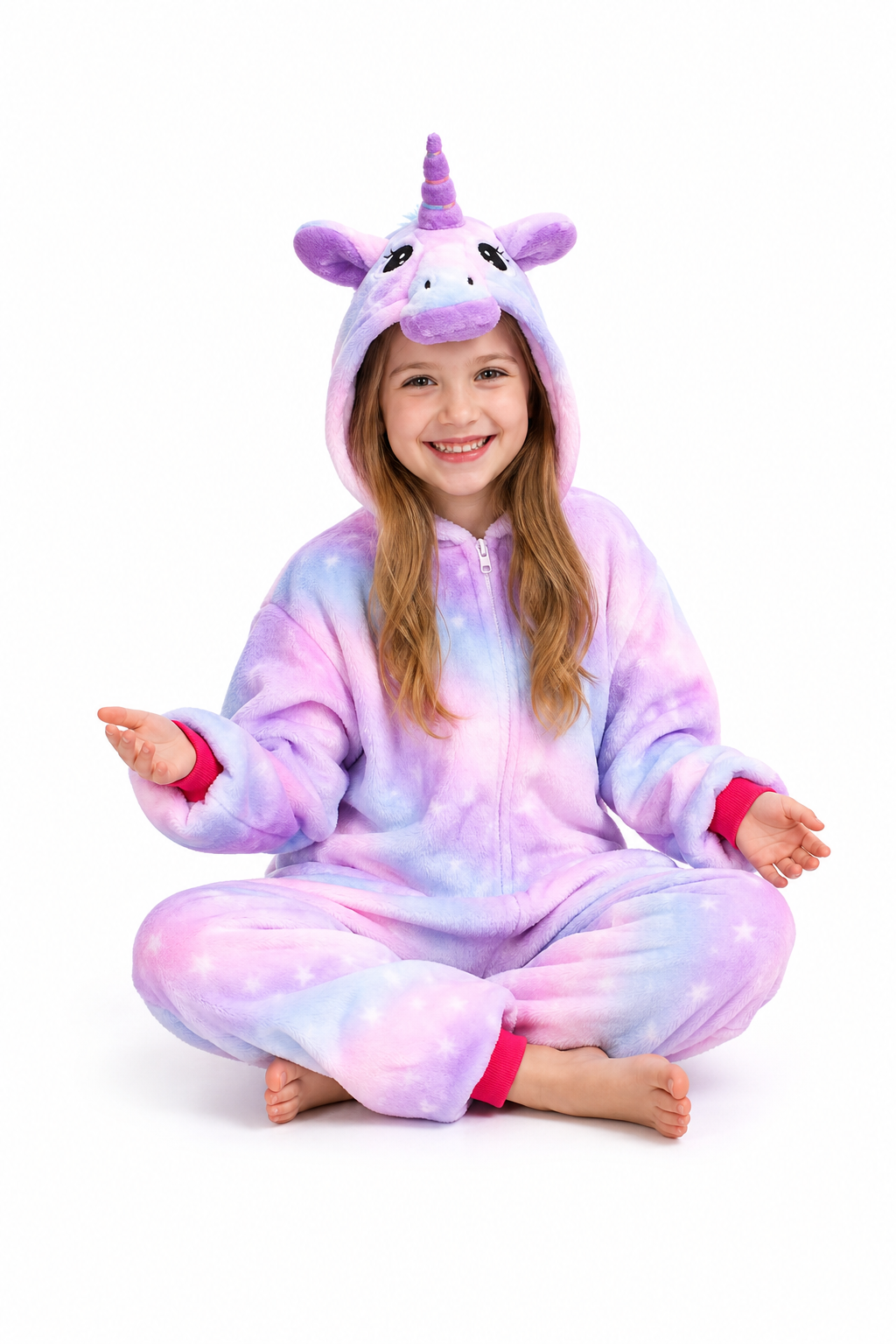 Kids' Hooded Pastel Galaxy Tie-Dye Unicorn Kigurumi Onesie - Image 5