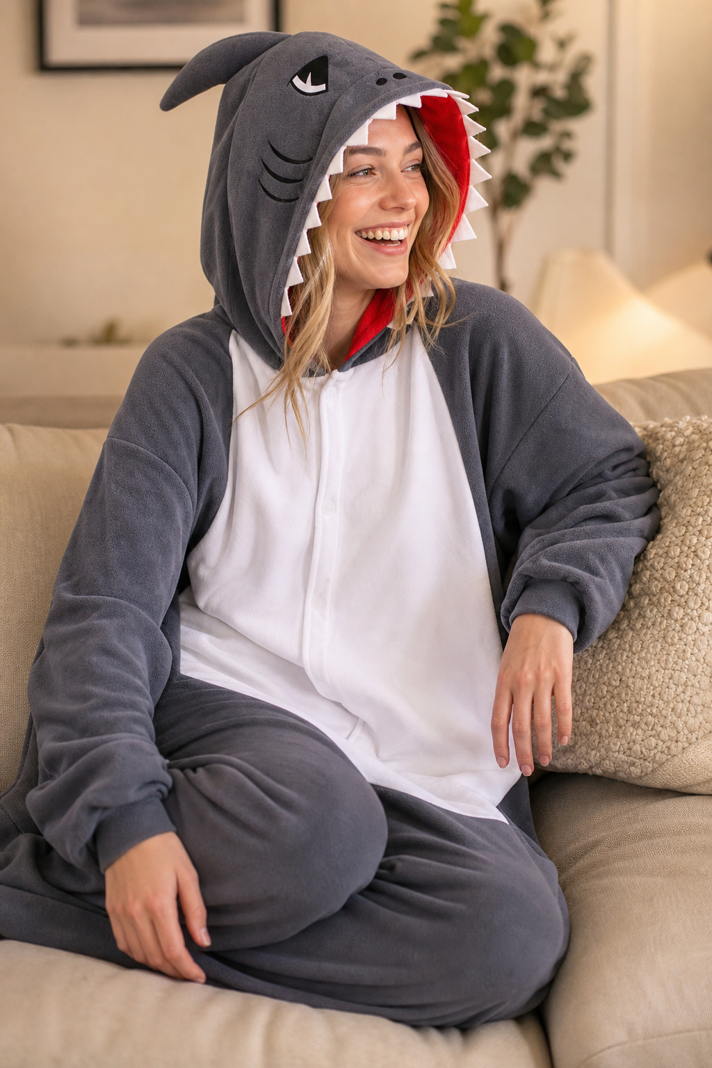 Adult Dark Grey Shark Kigurumi Onesie - Image 6