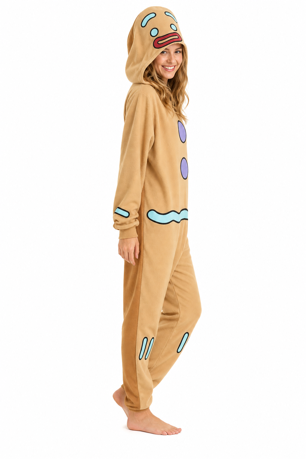 Adult Hooded Gingerbread Man Kigurumi Onesie - Image 2