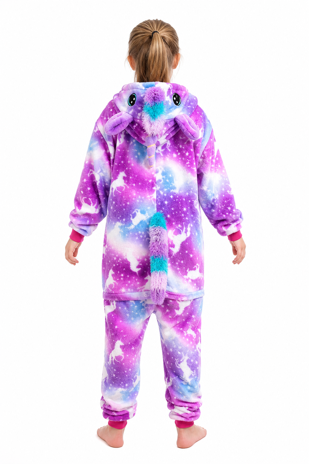 Kids' Hooded Blue and Purple Galaxy Unicorn Kigurumi Costume Onesie - Image 4