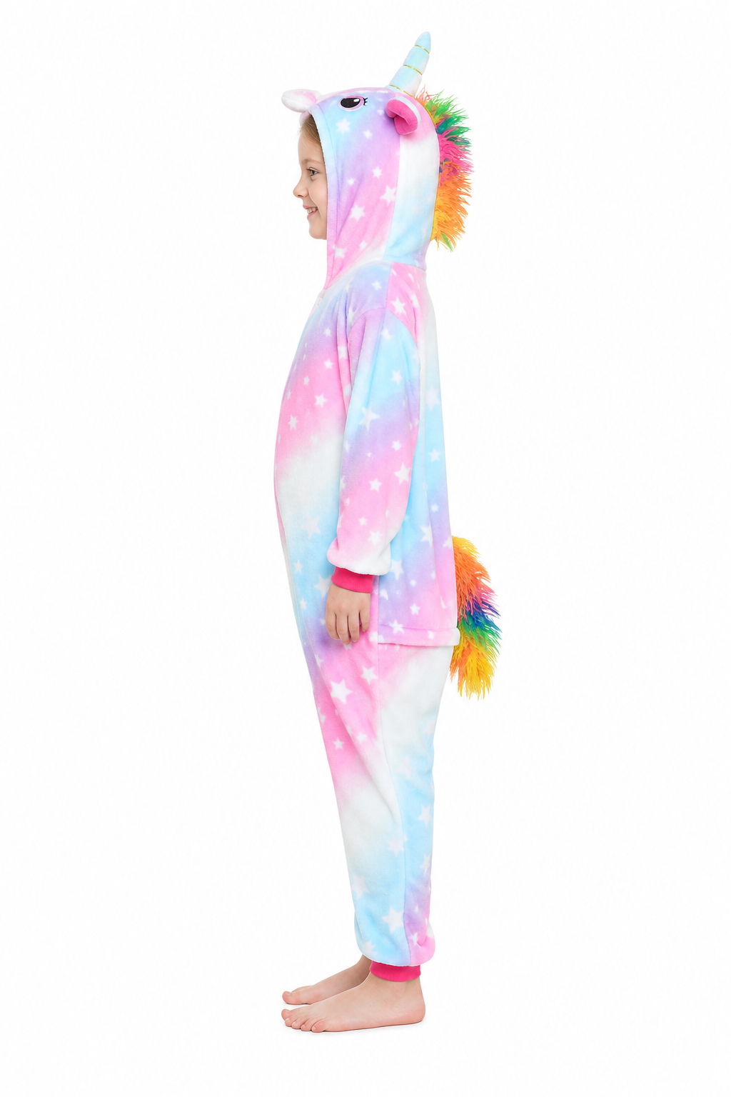 Kids' Hooded Pink and Blue Pastel Star Unicorn Kigurumi Onesie - Image 2