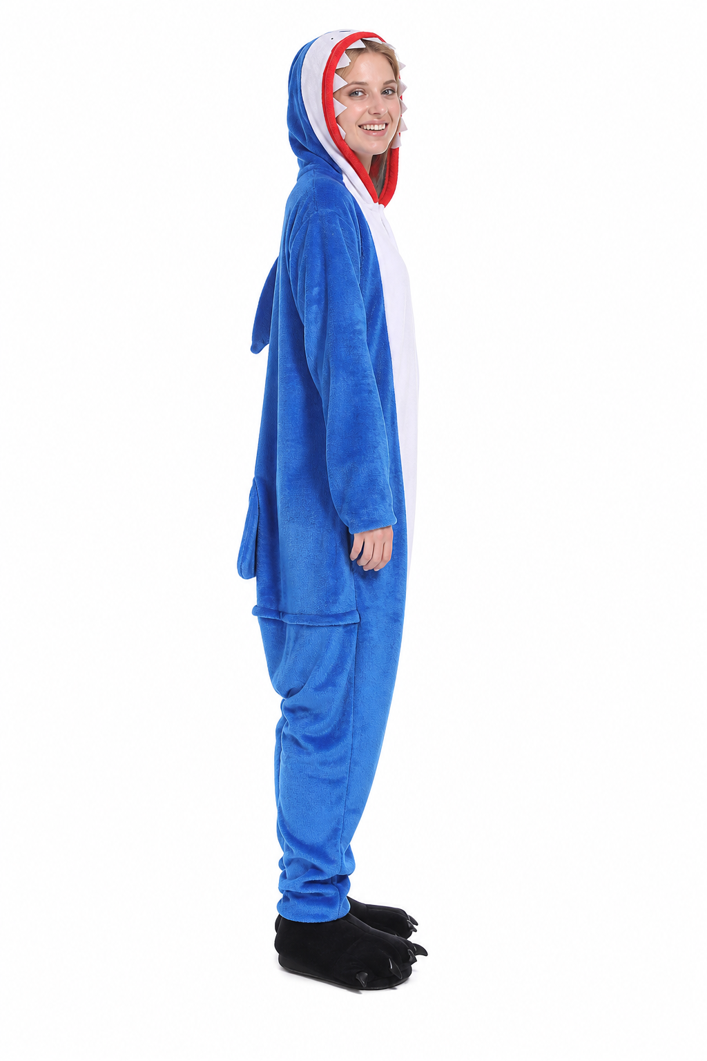 Adult Blue Shark Kigurumi Onesie with Teeth Hood - Image 2