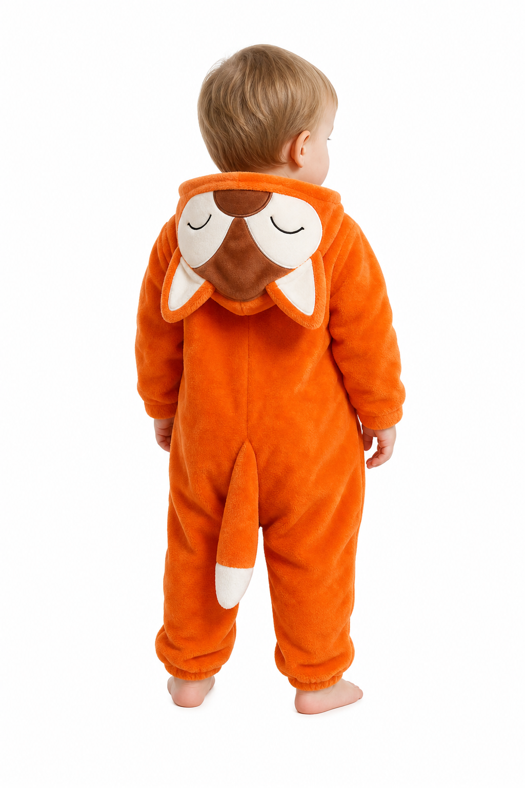 Baby Orange Plush Fox Hooded Onesie - Image 4