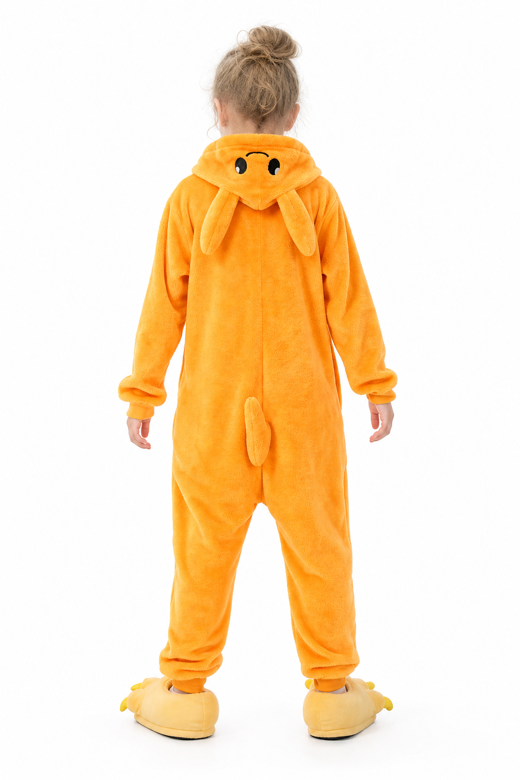 Kids' Hooded Orange Kangaroo & Joey Kigurumi Onesie - Image 4
