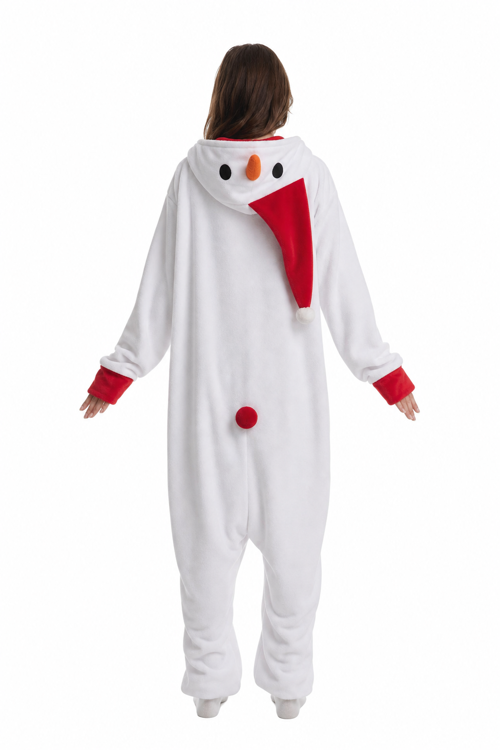 Adult Snowman Kigurumi with Red Scarf and Santa Hat - Image 4