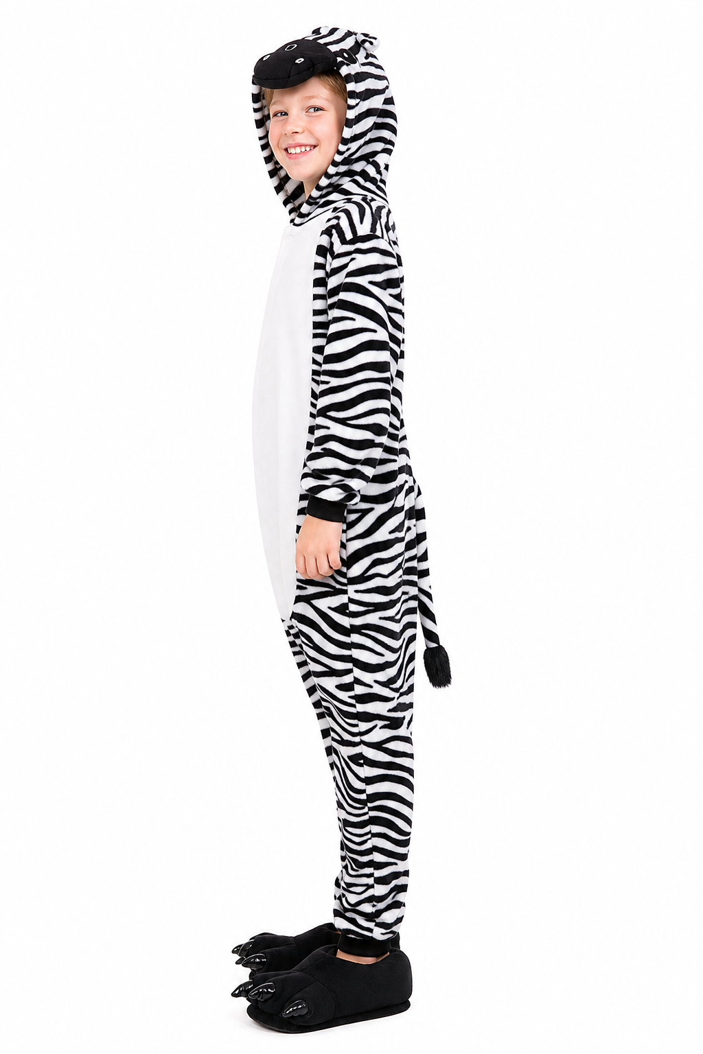 Kids' Plush Black and White Zebra Onesie - Image 3