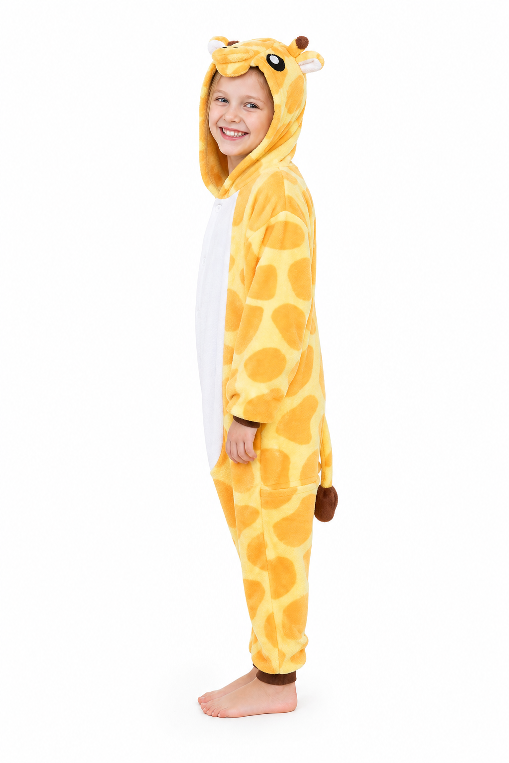 Kids' Hooded Yellow Giraffe Plush Kigurumi Onesie - Image 2