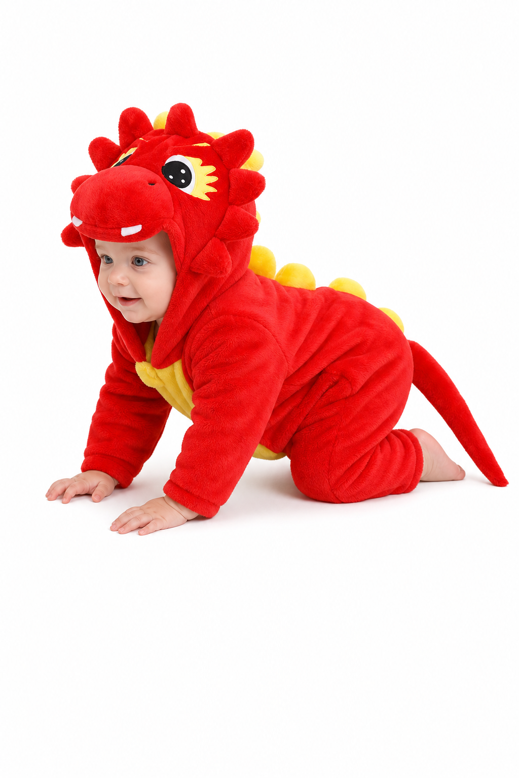 Cozy Baby Red Dragon Plush Hooded Kigurumi Onesie - Image 2