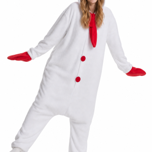 Adult Snowman Kigurumi with Red Scarf and Santa Hat