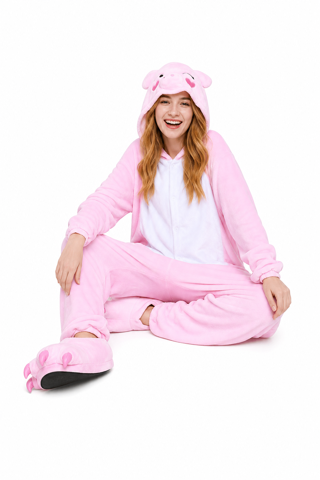 Adult Hooded Pink Pig Kigurumi Onesie - Image 5