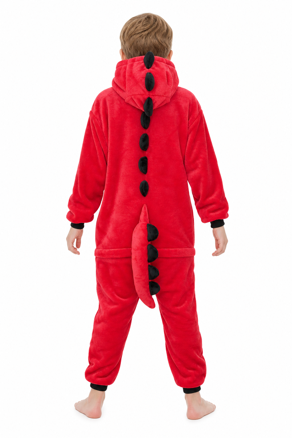Kids' Hooded Red T-Rex Kigurumi Onesie - Image 4