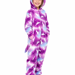 Kids Plush Unicorn Galaxy Print Onesie