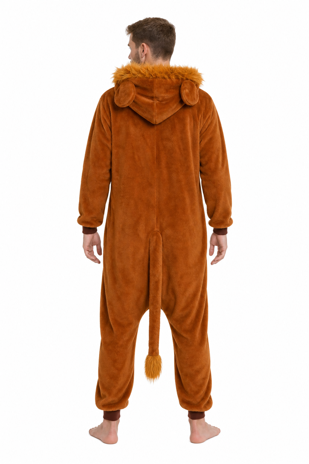 Adult Plush Brown Lion Onesie with Fluffy Mane - Image 4