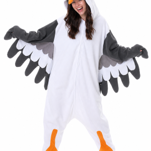 Adult Plush White & Grey Seagull Kigurumi