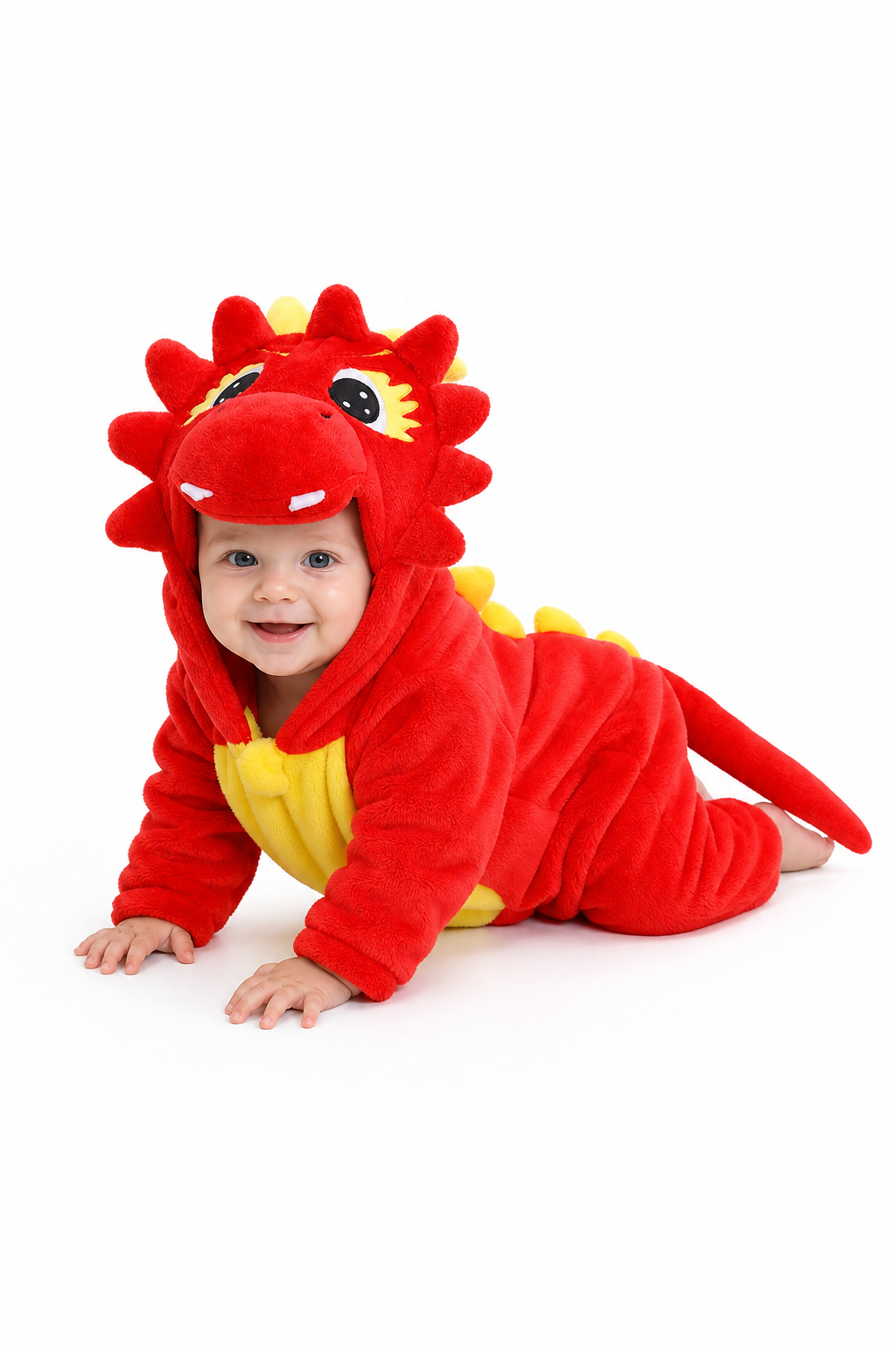 Cozy Baby Red Dragon Plush Hooded Kigurumi Onesie - Image 5