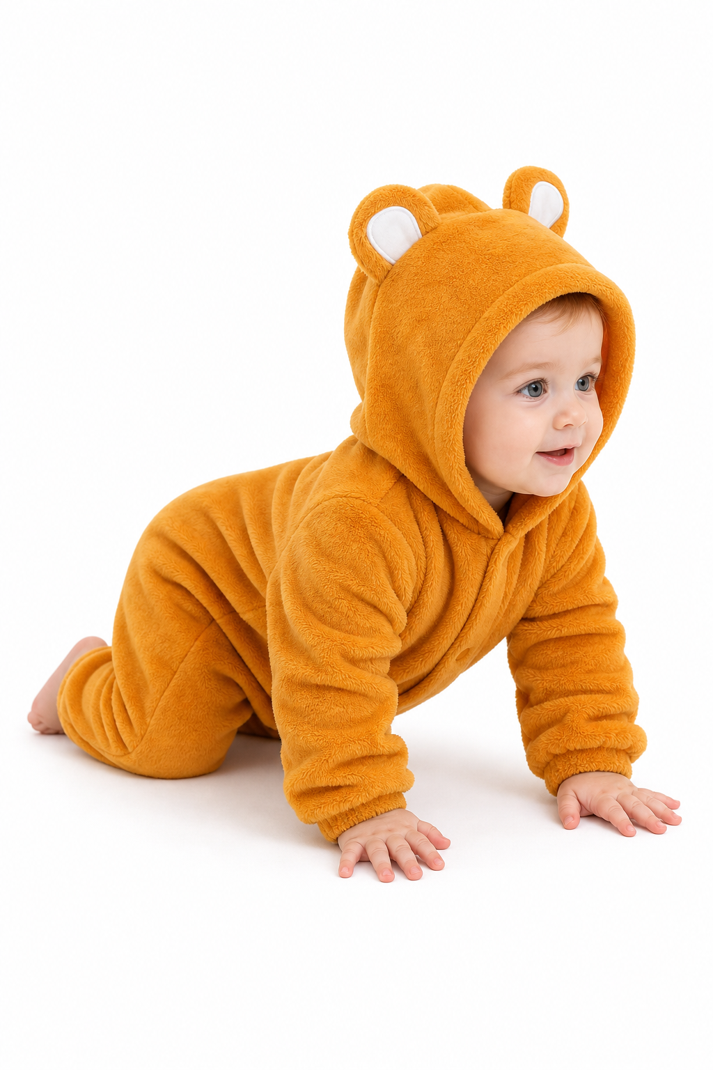 Cozy Baby Orange Plush Bear Hooded Kigurumi Onesie - Image 2