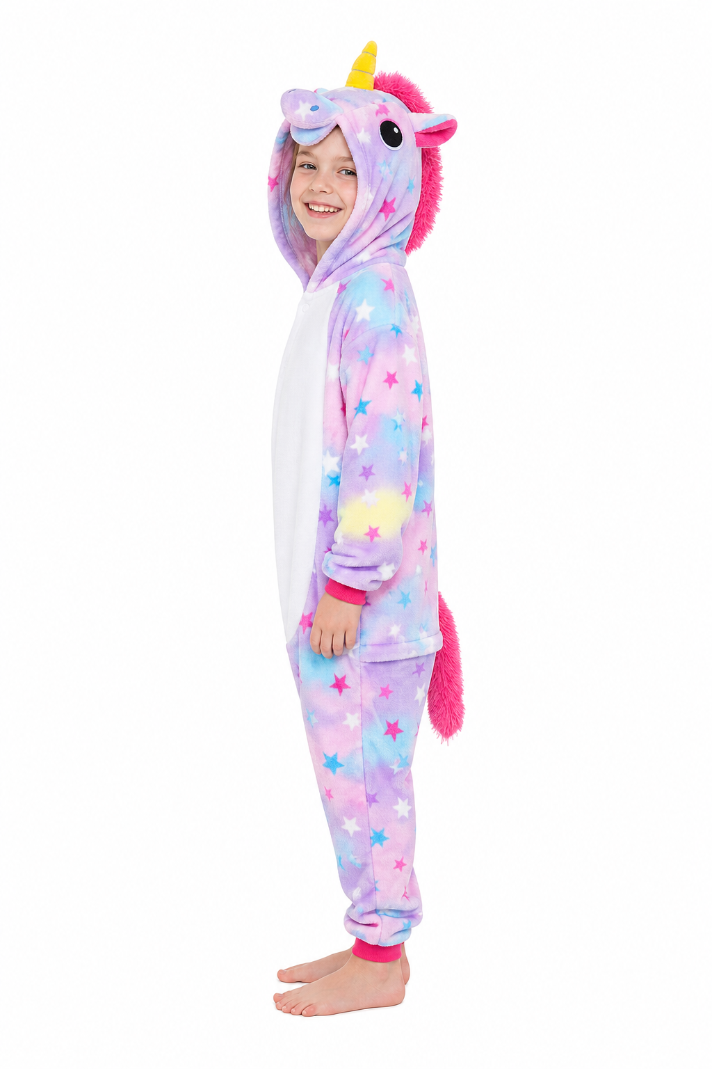 Kids' Hooded Pastel Multicolor Star Unicorn Kigurumi Costume Onesie - Image 2