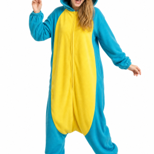 Adult Blue and Yellow Axolotl Fleece Kigurumi