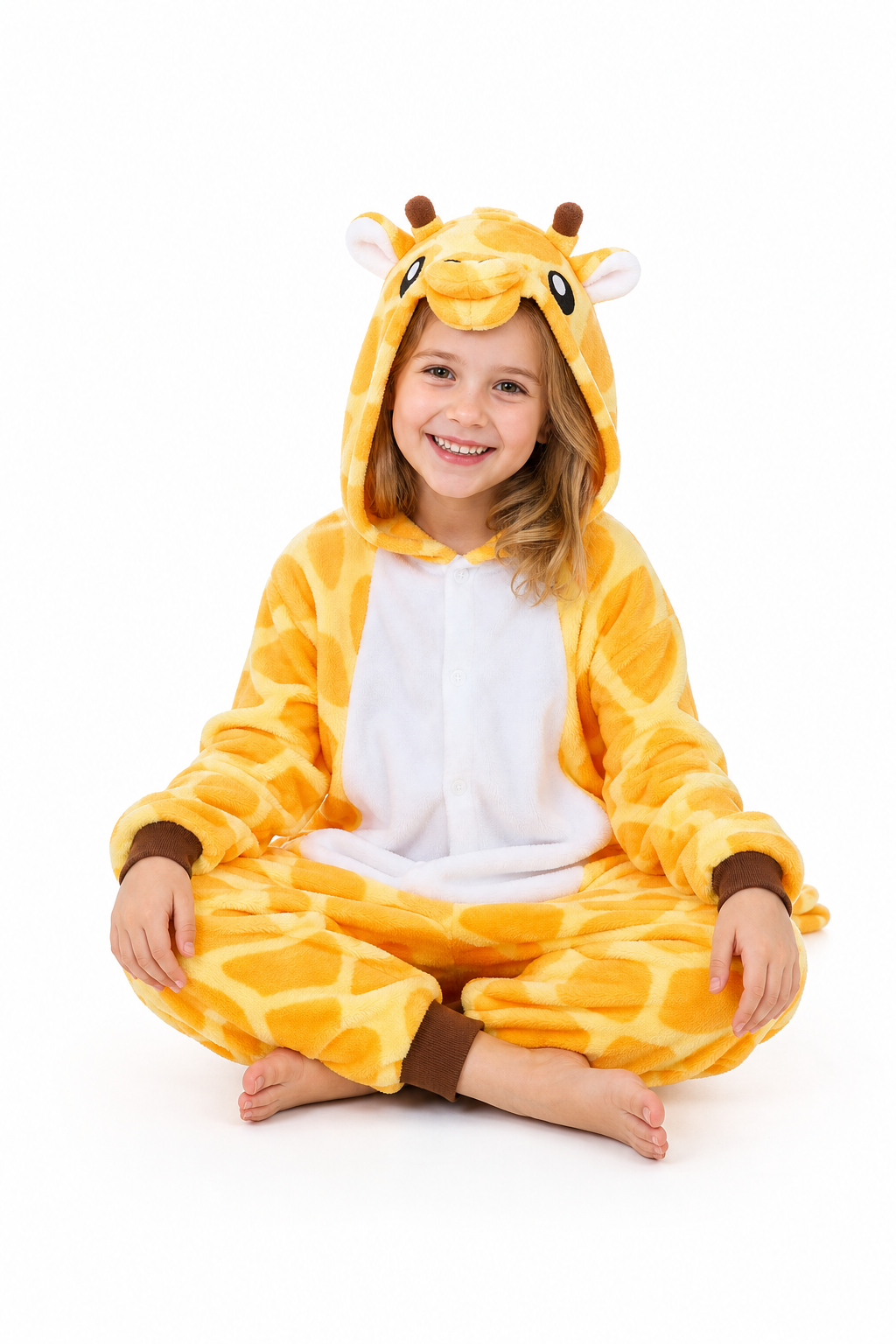 Kids' Hooded Yellow Giraffe Plush Kigurumi Onesie - Image 5