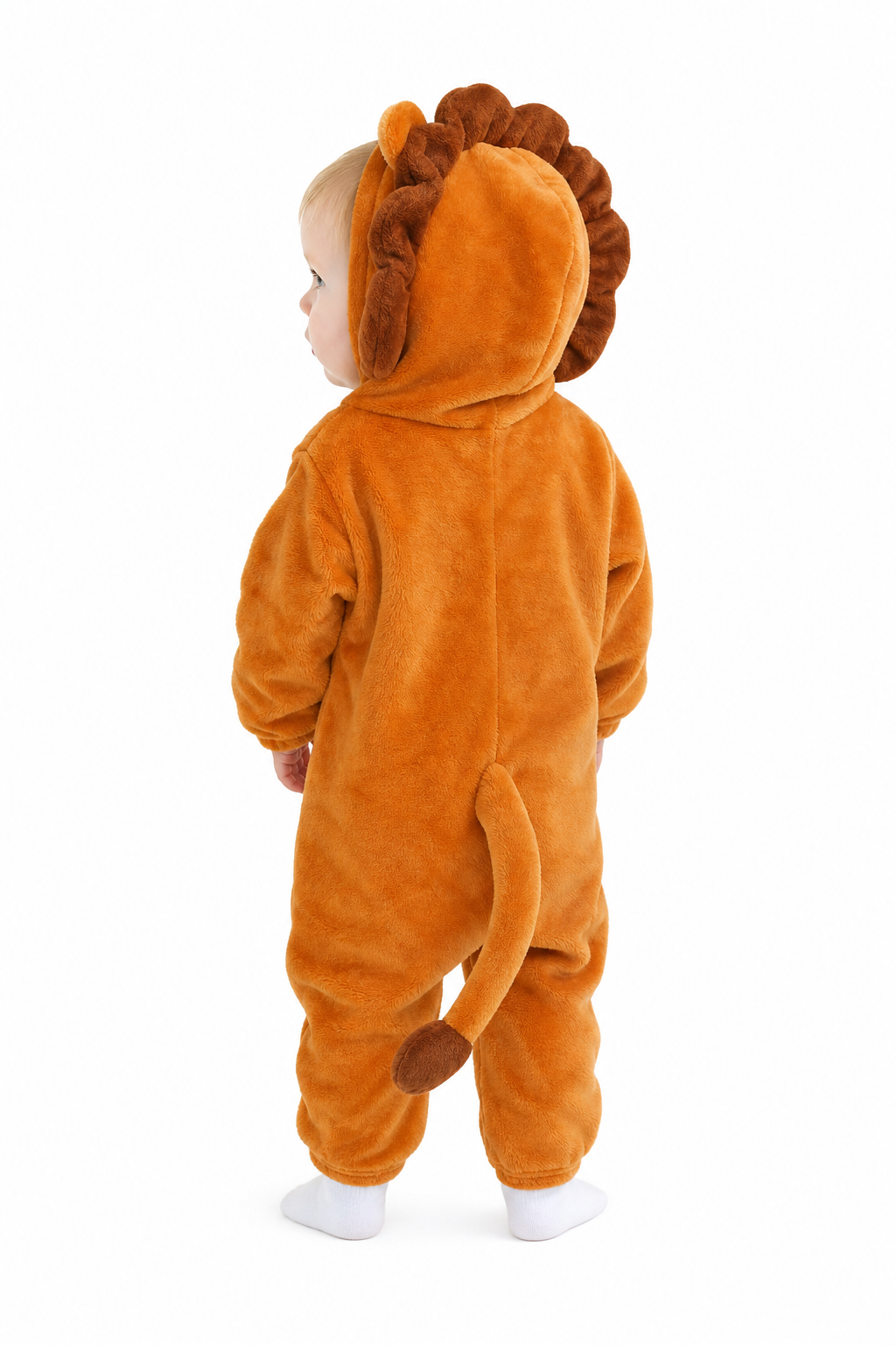 Baby Brown Plush Lion Hooded Onesie - Image 4