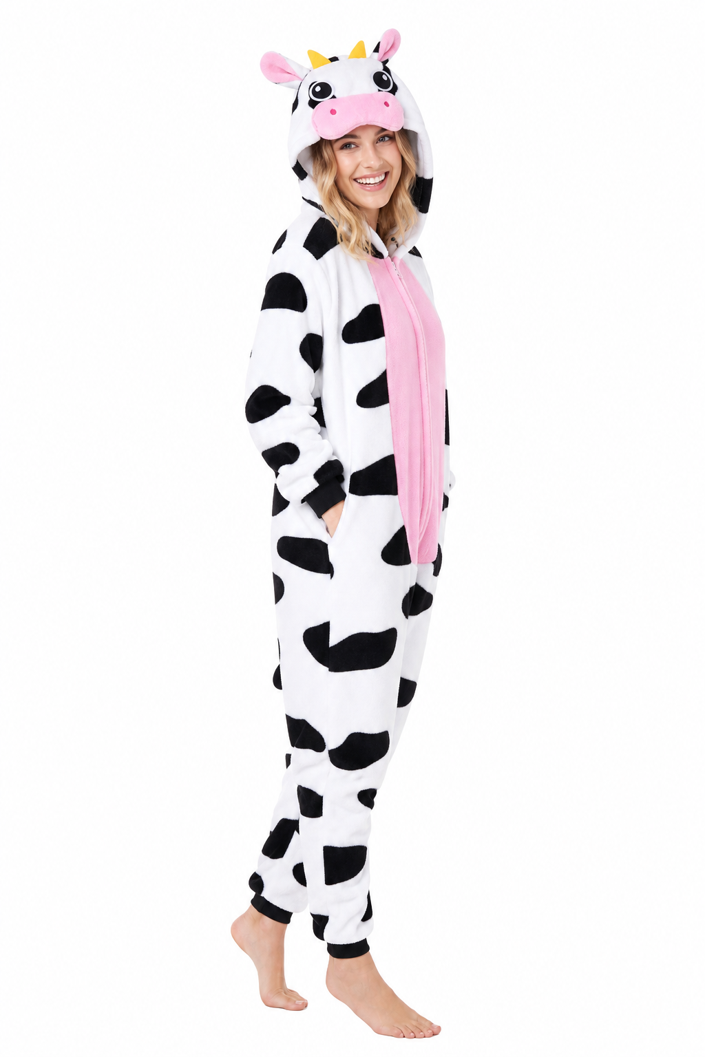 Adult Cow Kigurumi Onesie with Pink Belly - Image 2